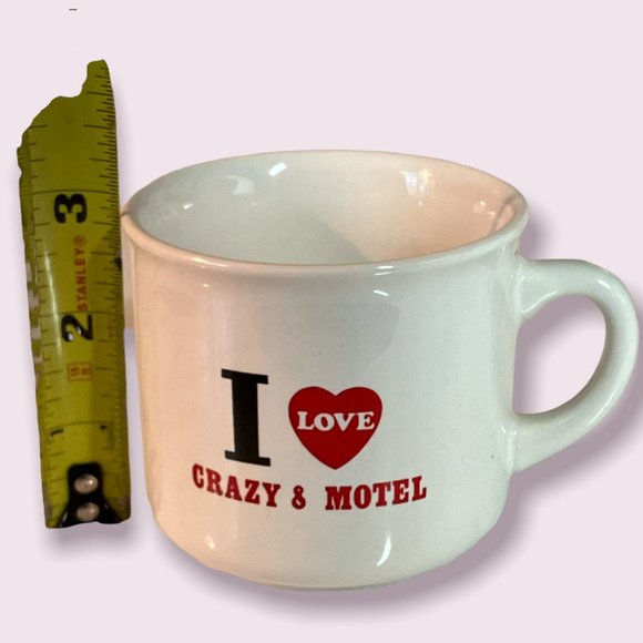 Mug I Love Crazy & Motel Coffee Tea Mug Cup w/Heart Mint Condition Pre-Owned - Picture 9 of 10